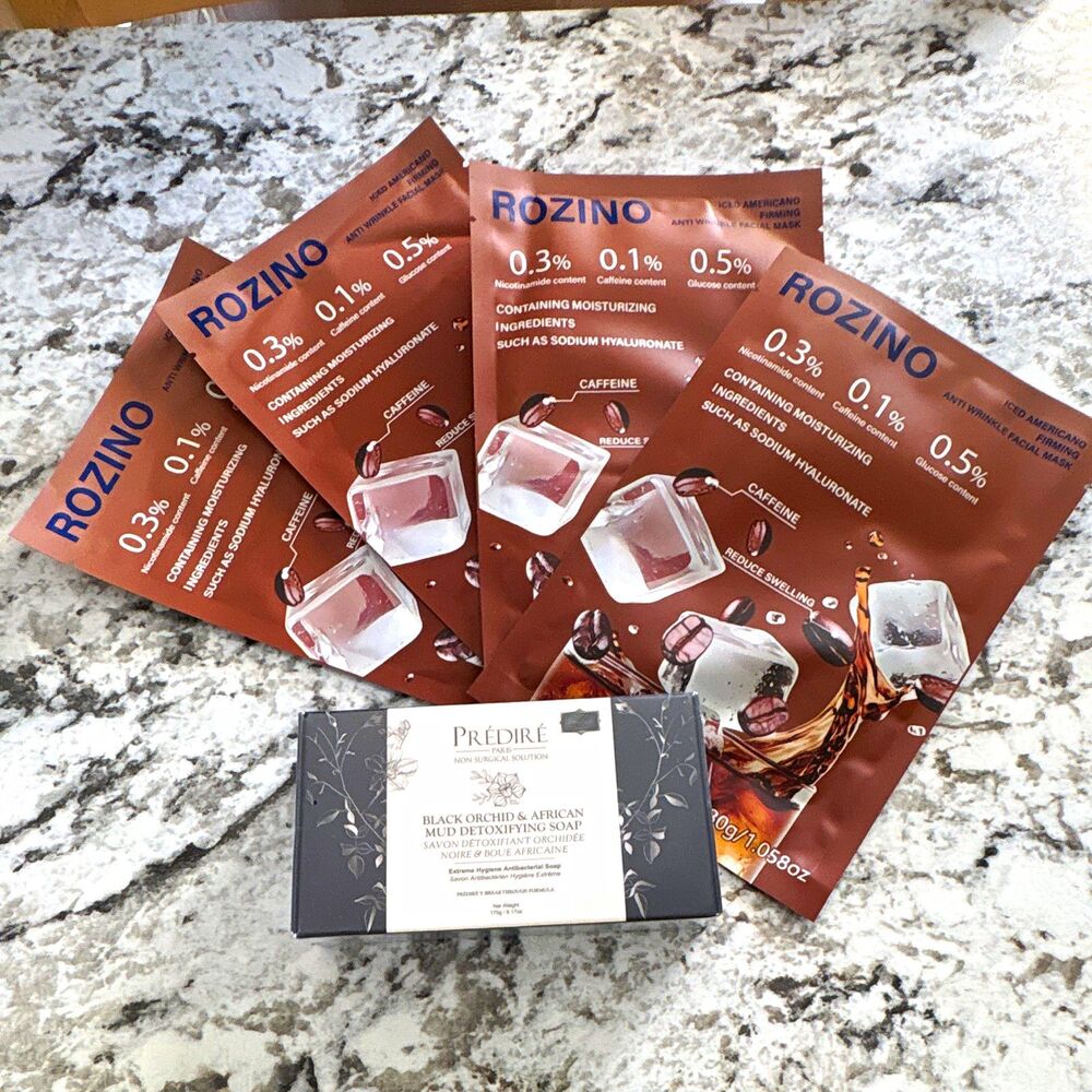 ROZINO ICED AMERICANO Sheet Mask Firming Anti-Wrinkle Caffeine Coffee 0.058oz